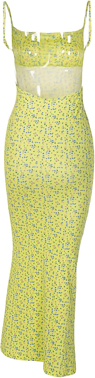 Women Spaghetti Strap Casual Maxi Dresses Sleeveless Cami Dress Party Club Bodycon Dress - Image 7